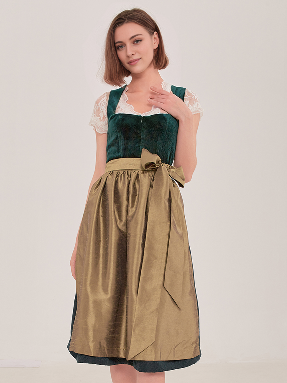 Ein bezauberndes Flieder Dirndl mit grünen Akzenten