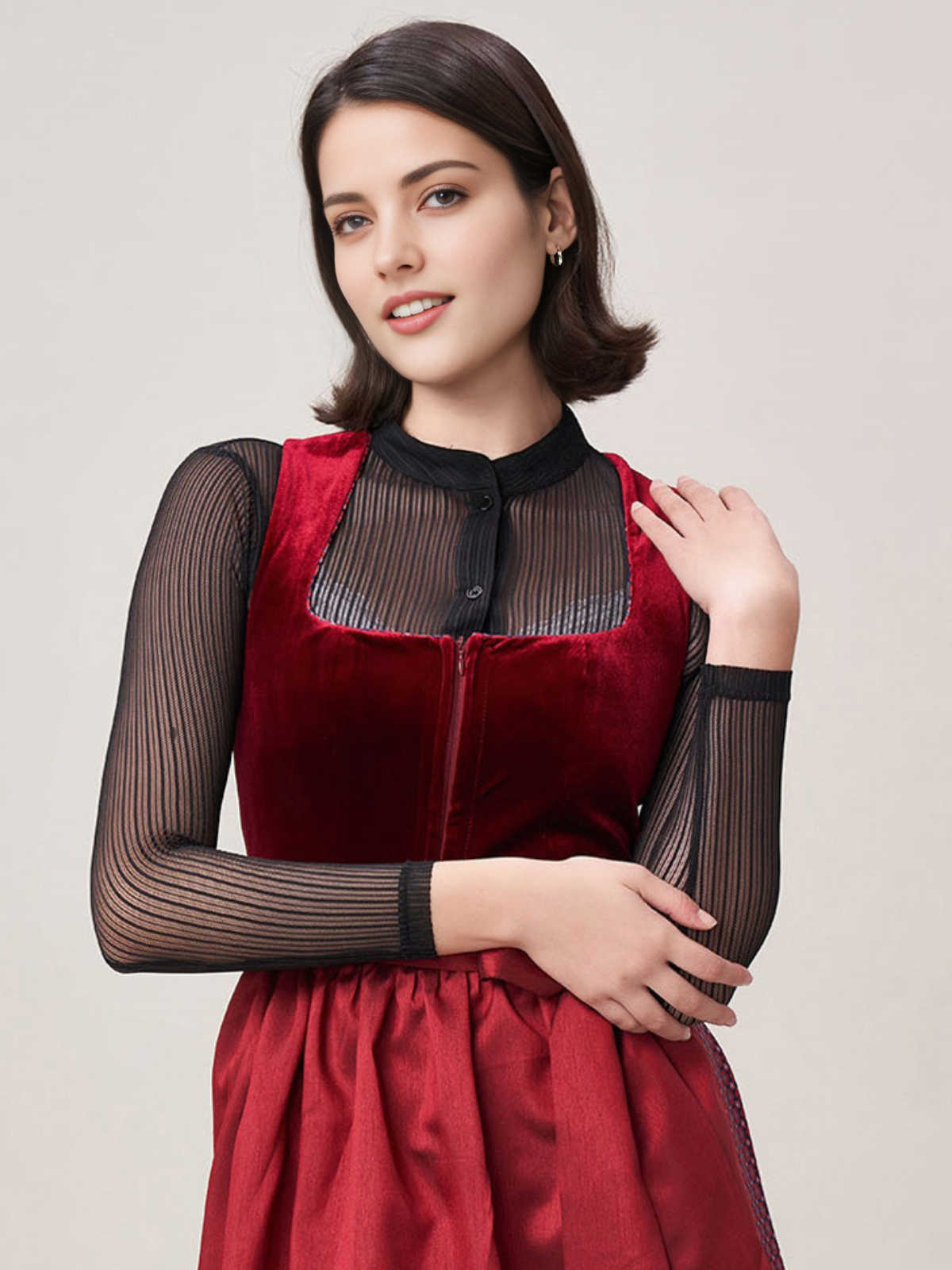 Modernes Samt Dirndl in Rot