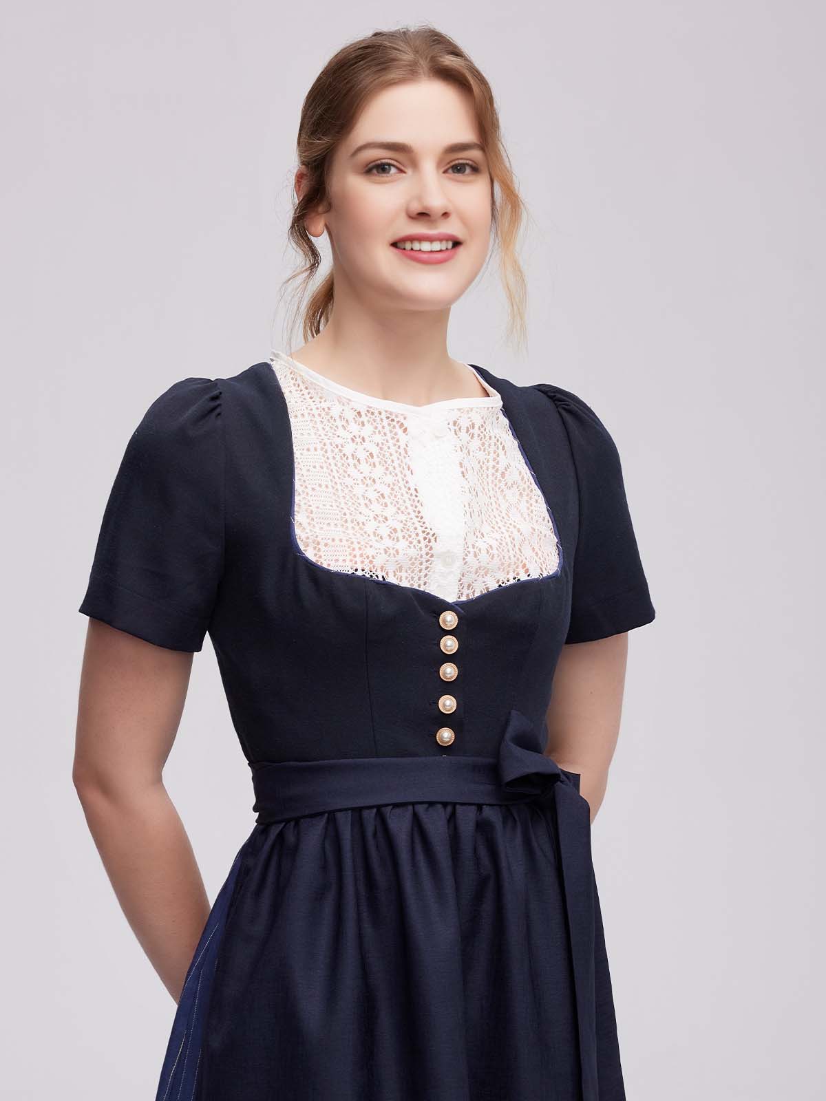 Elegantes blaues Dirndl mit floralen Details