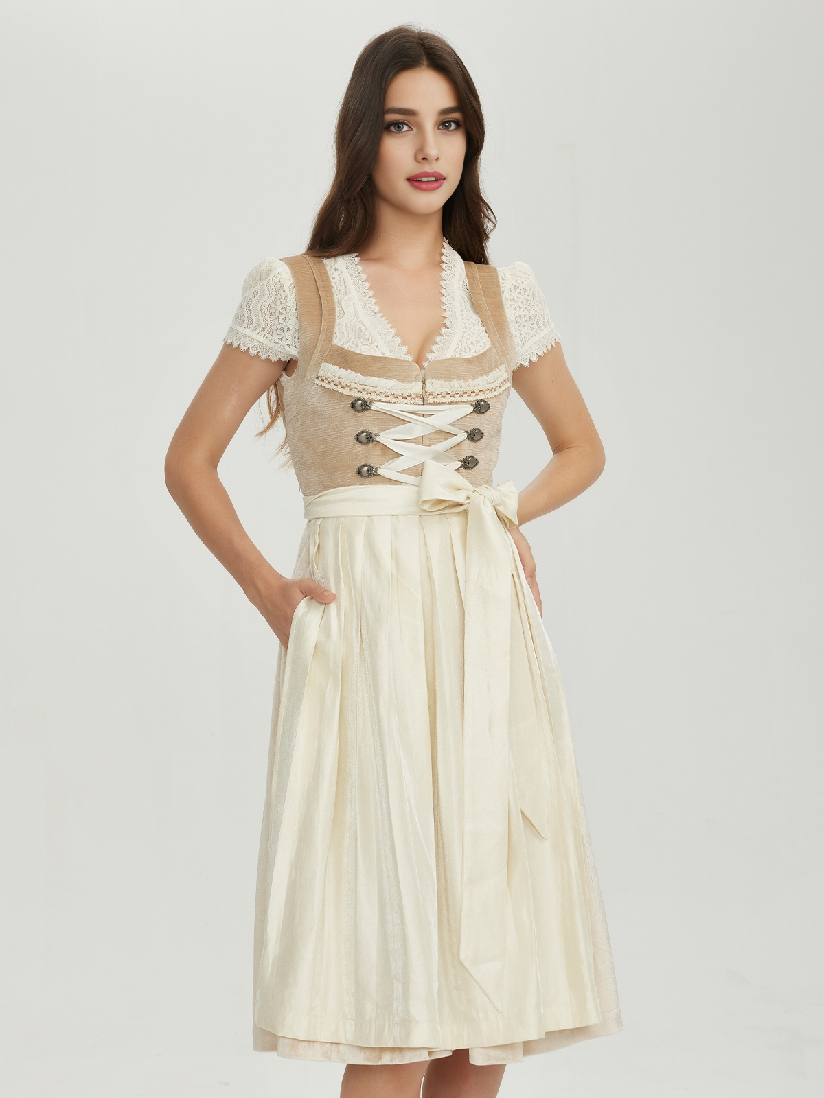 Midi Dirndl in Braun